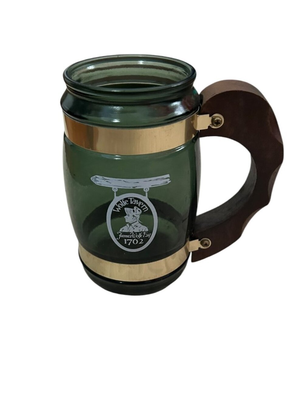 Vintage Siesta Ware Green Glass Tavern Mugs Set of 4 Wood Handles - Picture 7 of 14